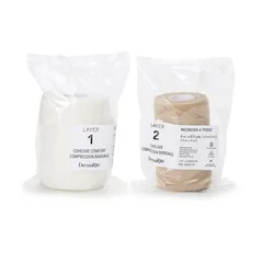 Dermarite 2 Layer Compression Bandage System FlexPress2 4 Inch X 7-1/10 Yard / 4 Inch X 8-9/10 Yard Standard Compression Self-adherent Closure Tan / White NonSterile, 1/EA - Image 2
