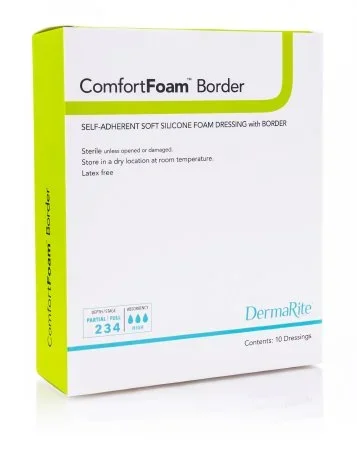 DermaRite Industries ComfortFoam Border Silicone Foam Dressing 5 X 8 Inch Elbow / Heel Adhesive with Border Sterile – 43580