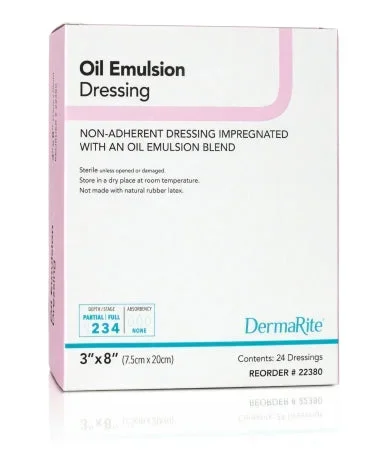 DermaRite Industries DermaRite Oil Emulsion Impregnated Dressing 3 X 8 Inch Mesh Gauze Petrolatum Emulsion Sterile – 22380
