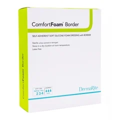 Dermarite Silicone Foam Dressing ComfortFoam Border 4 x 12″ Rectangle Silicone Adhesive with Border Sterile, 1/EA