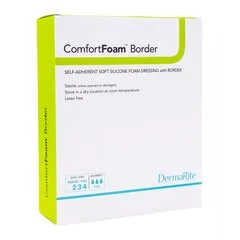 Dermarite Silicone Foam Dressing ComfortFoam Border 4 x 8″ Rectangle Silicone Adhesive with Border Sterile, 1/EA
