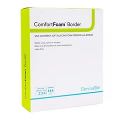 Dermarite Silicone Foam Dressing ComfortFoam Border 6 x 8″ Rectangle Silicone Adhesive with Border Sterile, 1/EA