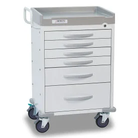DETECTO Rescue Series General Purpose Medical Cart, 6 White Drawers