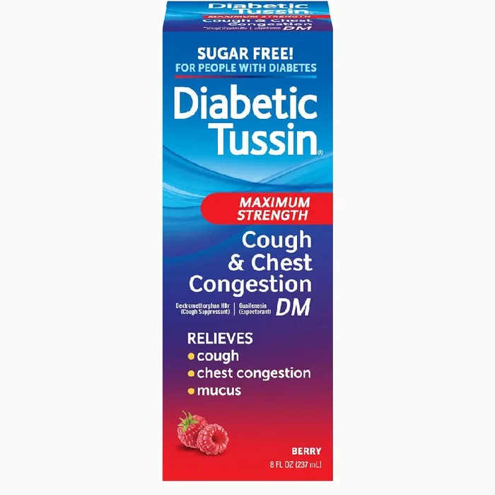 Diabetic Tussin Chest Congestion Relief Liquid Cough Syrup, Sugar Free, 8 oz