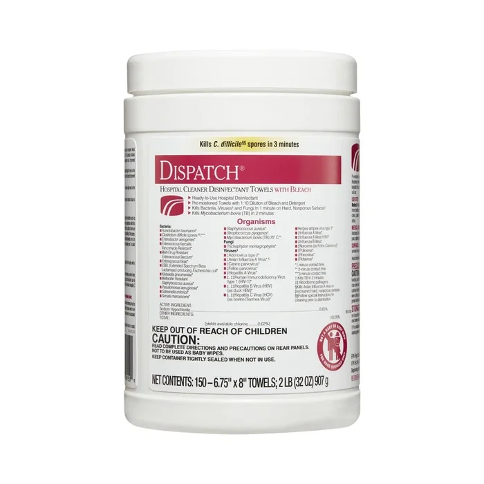 Dispatch Hospital Cleaner Disinfectant Towels with Bleach