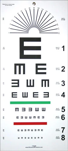 Distance 20 Ft. Tumbling E and Astigmatic Dial Chart