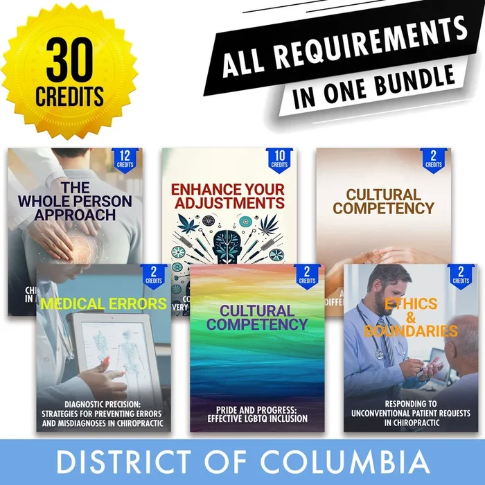 District of Columbia Package 1: Full Recertification – All Required Chiropractic Continuing Education Hours in One Package, 30 Credits