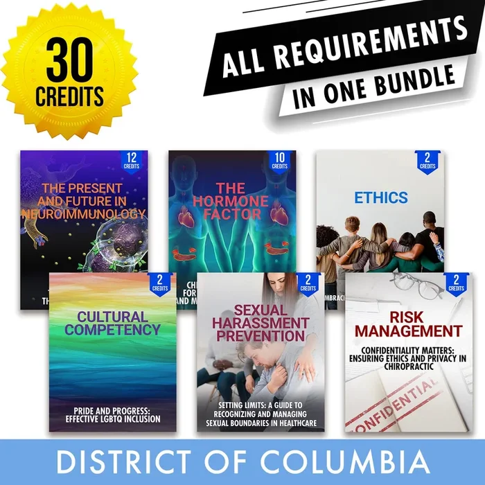 District of Columbia Package 3: Full Recertification – All Required Chiropractic Continuing Education Hours in One Package, 30 Credits