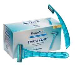 Donovan Industries Pivot Head Razor Triple Play 3-Blades Disposable NonSterile, 10EA/BX 50BX/CS