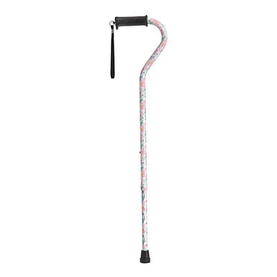 Drive, Adjustable Height Offset Handle Cane with Gel Hand Grip, Floral – 43-2644