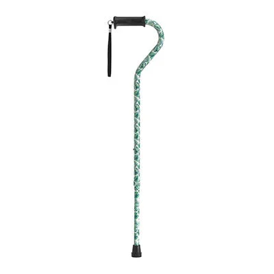 Drive, Adjustable Height Offset Handle Cane with Gel Hand Grip, Green Leaves – 43-2643