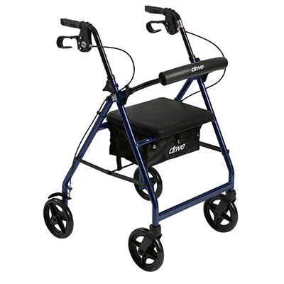 Drive, Aluminum Rollator Rolling Walker with Fold Up and Removable Back Support and Padded Seat, Blue – 43-2258