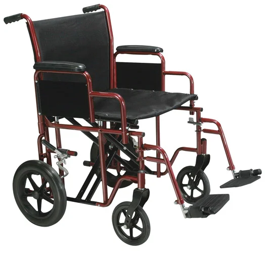 Drive Bariatric Heavy Duty Transport Wheelchair with Swing away Footrest, Red, 20″ Seat