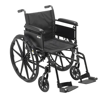 Drive, Cruiser X4 Lightweight Dual Axle Wheelchair with Adjustable Detachable Arms, Full Arms, Swing Away Footrests, 18″ Seat – 43-3145