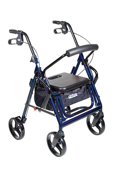 Drive, Duet Dual Function Transport Wheelchair Rollator Rolling Walker, Blue – 43-3176