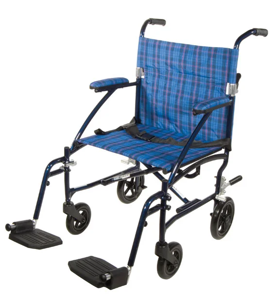 Drive Fly Lite Ultra Lightweight Transport Wheelchair, Blue