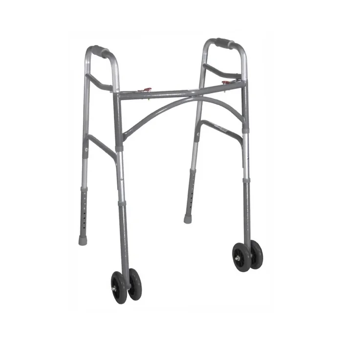 DRIVE FOLDING WALKER, TWO BUTTON WITH 5″ WHEELS