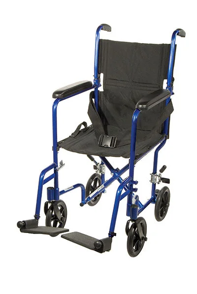 Drive, Lightweight Transport Wheelchair, 17″ Seat, Blue – 68-0170
