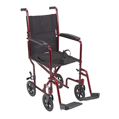 Drive, Lightweight Transport Wheelchair, 17″ Seat, Red – 43-3035