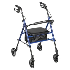 Drive Medical Adjustable Height Rollator Rolling Walker with 6 Wheels, Blue
