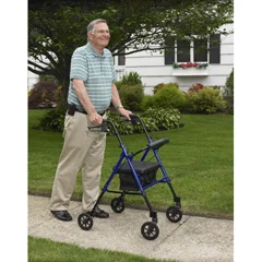 Drive Medical Adjustable Height Rollator Rolling Walker with 6 Wheels, Blue - Image 3