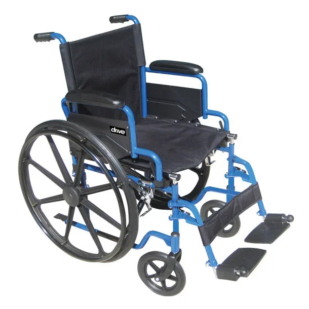 Drive Medical Blue Streak Wheelchair 20″ Flip Back Desk Arms, Elevating Leg Rests