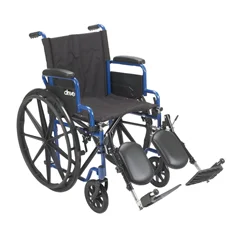Drive Medical Blue Streak Wheelchair with Flip Back Desk Arms, Elevating Leg Rests, 20 Seat