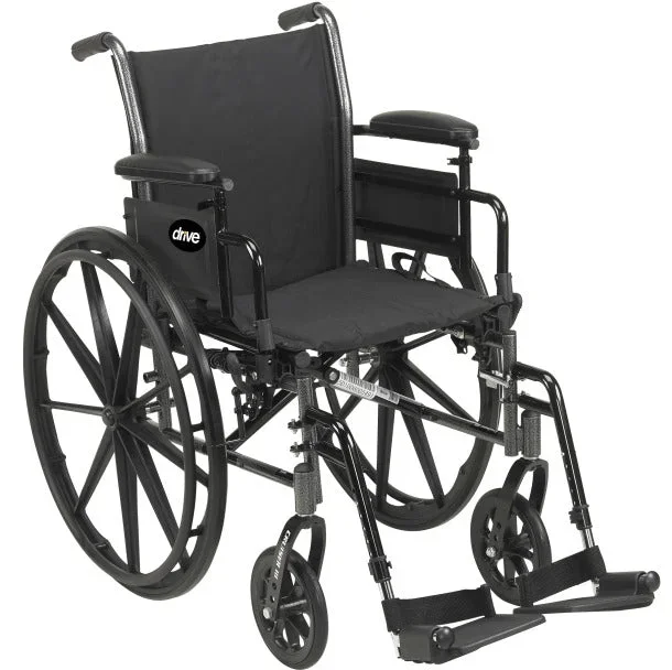Drive Medical Cruiser III Light Weight Wheelchair with Flip Back Removable Arms, Desk Arms, Elevating Leg Rests, 20″ Seat