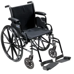 Drive Medical Cruiser III Light Weight Wheelchair with Flip Back Removable Arms, Desk Arms, Swing away Footrests, 18 Seat