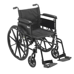 Drive Medical Cruiser X4 Lightweight Dual Axle Wheelchair with Adjustable Detachable Arms, Full Arms, Swing Away Footrests, 16 Seat