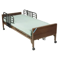 Drive Medical Delta Ultra Light Full Electric Hospital Bed with Half Rails and Therapeutic Support Mattress