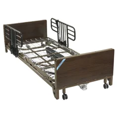 Drive Medical Delta Ultra Light Full Electric Low Hospital Bed with Half Rails and Innerspring Mattress