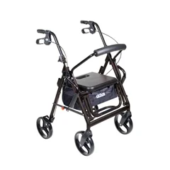 Drive Medical Duet Dual Function Transport Wheelchair Rollator Rolling Walker, Black