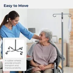 Drive Medical Economy Removable Top I. V. Pole, 2 Hook Top, Silver Vein - Image 3
