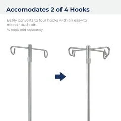 Drive Medical Economy Removable Top I. V. Pole, 2 Hook Top, Silver Vein - Image 4