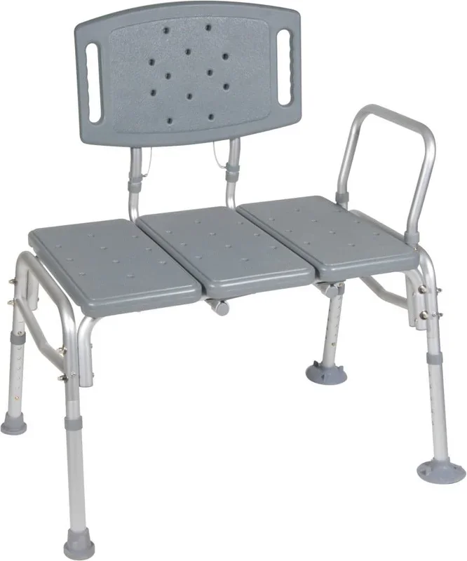 Drive Medical Heavy Duty Bariatric Plastic Seat Transfer Bench – Gray