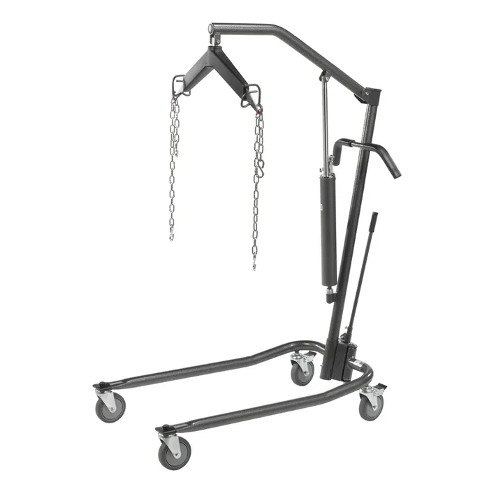 Drive Medical Hydraulic Patient Lift with Six Point Cradle, 5″ Casters Silver Vein