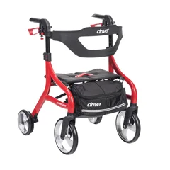 Drive Medical Nitro Sprint Rollator Rolling Walker, Hemi Height, Red