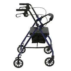 Drive Medical Rollator Rolling Walker with 6 Wheels, Fold Up Removable Back Support and Padded Seat, Blue - Image 2