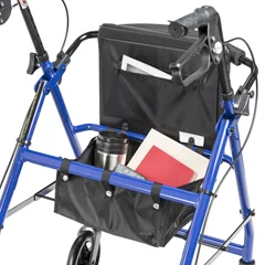 Drive Medical Rollator Rolling Walker with 6 Wheels, Fold Up Removable Back Support and Padded Seat, Blue - Image 4
