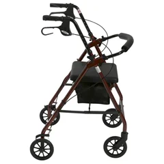 Drive Medical Rollator Rolling Walker with 6 Wheels, Fold Up Removable Back Support and Padded Seat, Red - Image 2
