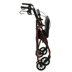 Drive Medical Rollator Rolling Walker with 6 Wheels, Fold Up Removable Back Support and Padded Seat, Red - Image 3