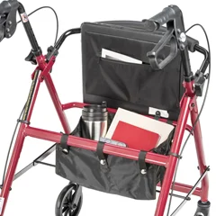 Drive Medical Rollator Rolling Walker with 6 Wheels, Fold Up Removable Back Support and Padded Seat, Red - Image 4