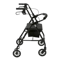 Drive Medical Rollator Rolling Walker with 6 Wheels, Fold Up Removable Back Support and Padded Seat, Black - Image 2