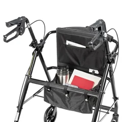Drive Medical Rollator Rolling Walker with 6 Wheels, Fold Up Removable Back Support and Padded Seat, Black - Image 4