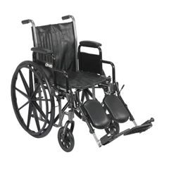Drive Medical Silver Sport 2 Wheelchair, Detachable Desk Arms, Elevating Leg Rests, 18 Seat