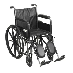 Drive Medical Silver Sport 2 Wheelchair, Detachable Full Arms, Elevating Leg Rests, 20 Seat