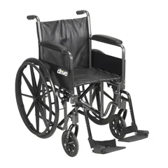 Drive Medical Silver Sport 2 Wheelchair, Detachable Full Arms, Swing away Footrests, 16 Seat