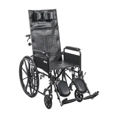 Drive Medical Silver Sport Full-Reclining Wheelchair, Full Arms, 20 Seat