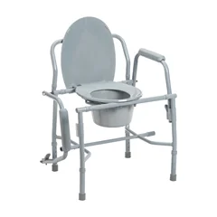 Drive Medical Steel Drop Arm Bedside Commode with Padded Arms - Image 3